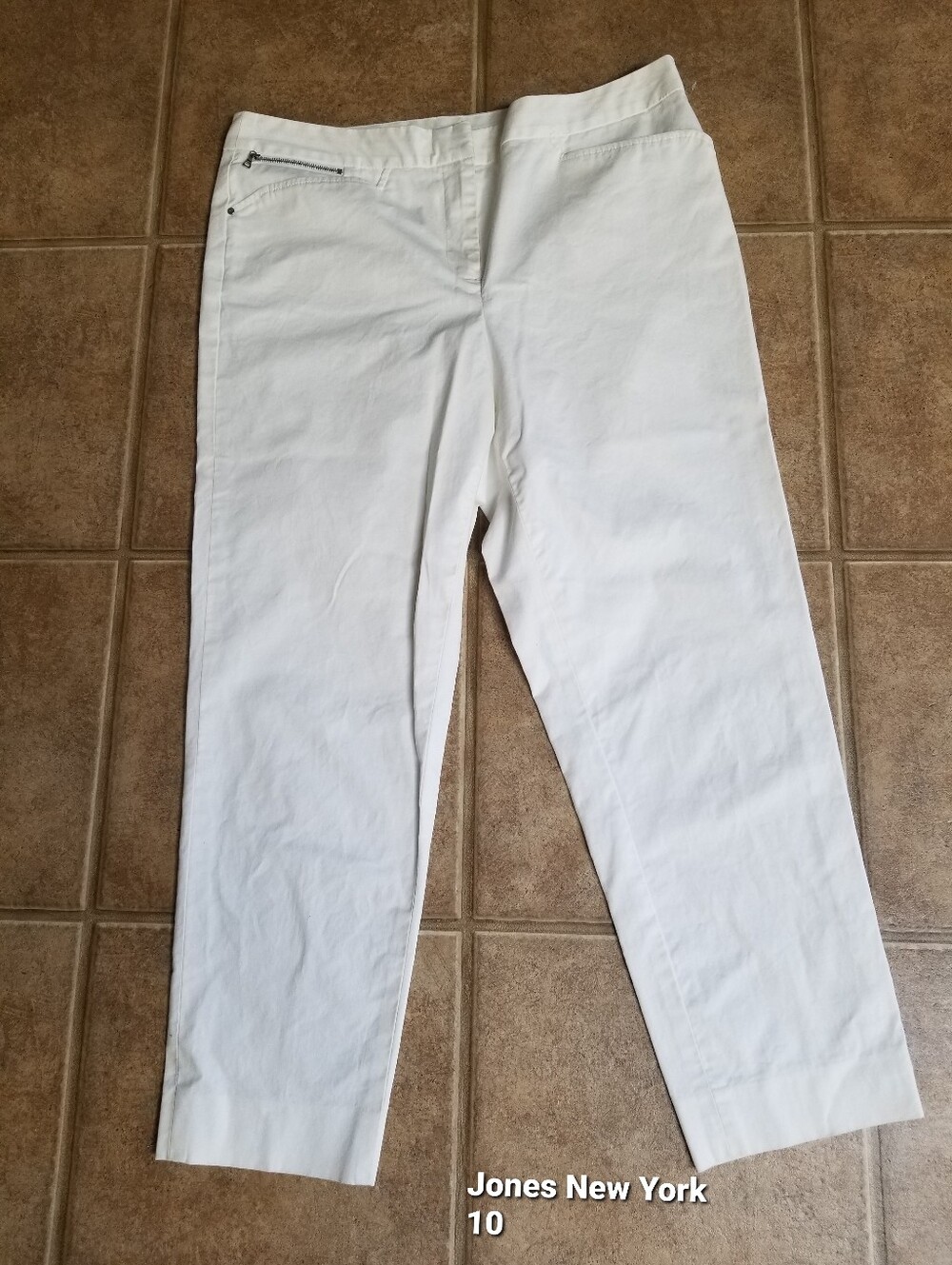 Jones New York Pants 10 Ivory Stretchy Contemporary